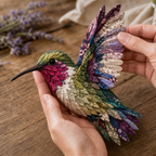Fabric Patchwork Bird Craft Kit No Sew Layered Textile Art Kit with Pre Cut Numbered Pieces and Wooden Stand Hummingbird | Owl | Robin and More