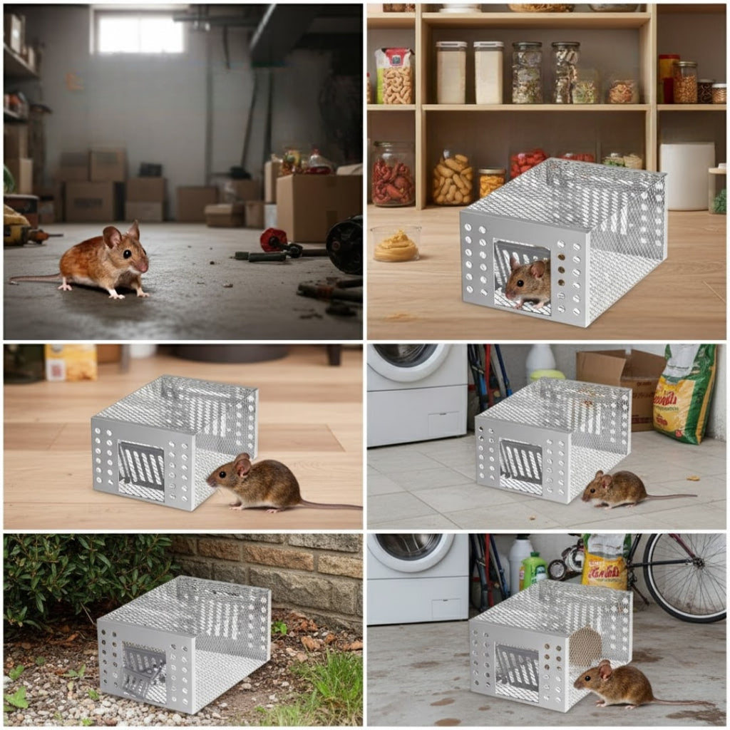 Humane Multi Catch Mouse Trap Galvanised Steel Live Catch Cage for Home