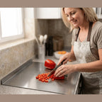 Hygienic Stainless Steel Cutting Board with Raised Lip Edge for Kitchen Worktops