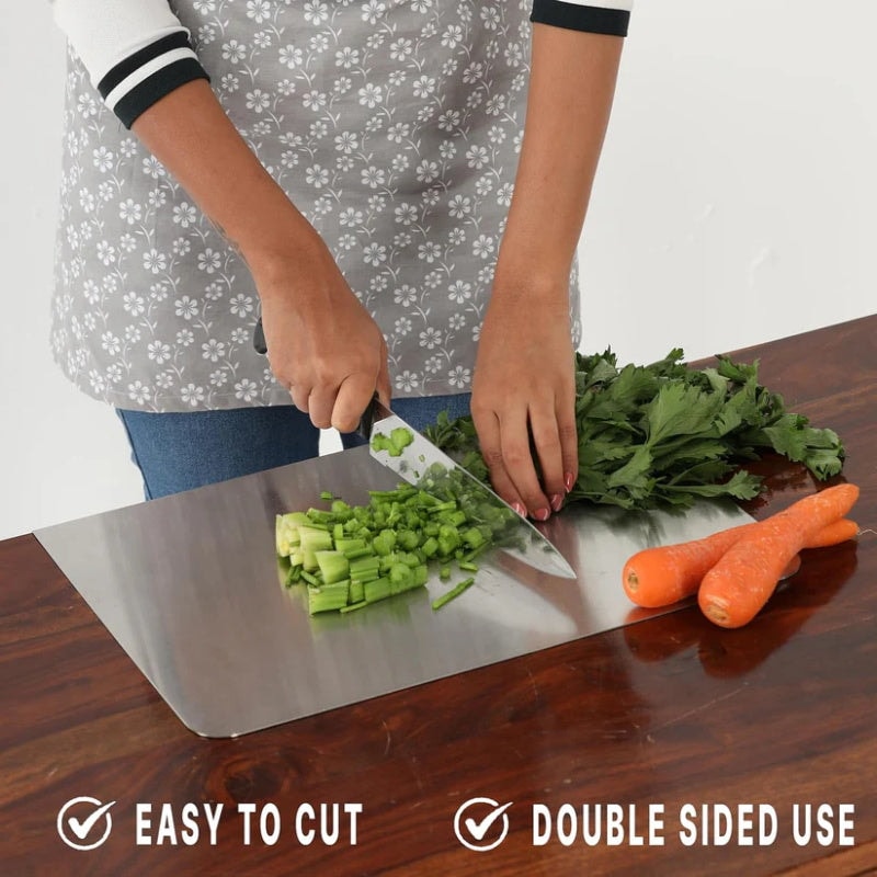 Hygienic Stainless Steel Cutting Board with Raised Lip Edge for Kitchen Worktops