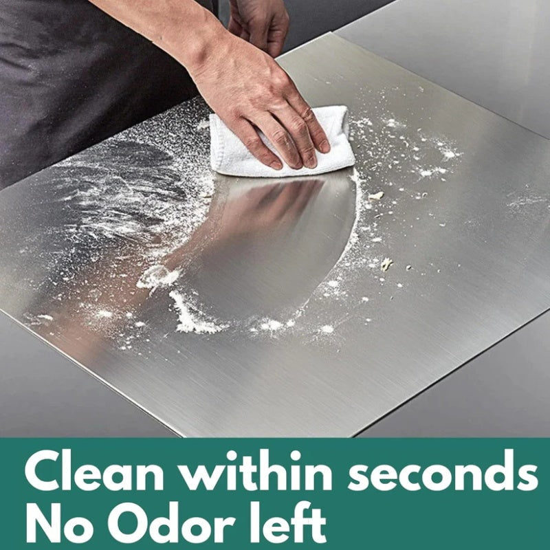 Hygienic Stainless Steel Cutting Board with Raised Lip Edge for Kitchen Worktops