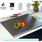Hygienic Stainless Steel Cutting Board with Raised Lip Edge for Kitchen Worktops