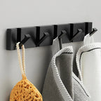 Folding Wall Hook Rack Stainless Steel Coat Hooks Wall Mounted Space Saving Hook Rail with Fold Away Hooks for Hallway | Bathroom and Bedroom