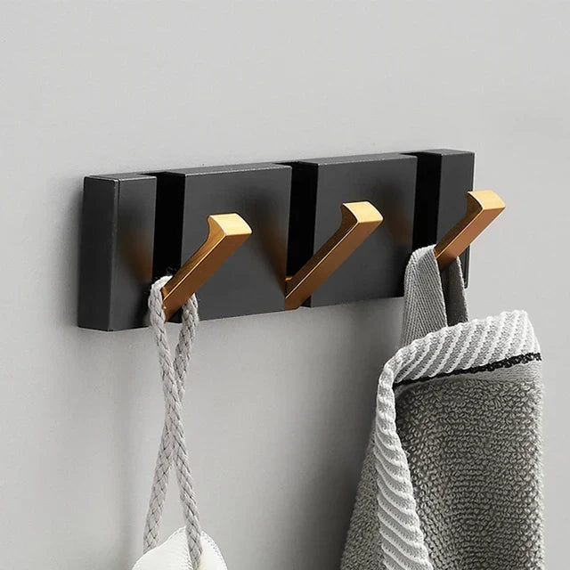 Folding Wall Hook Rack Stainless Steel Coat Hooks Wall Mounted Space Saving Hook Rail with Fold Away Hooks for Hallway | Bathroom and Bedroom