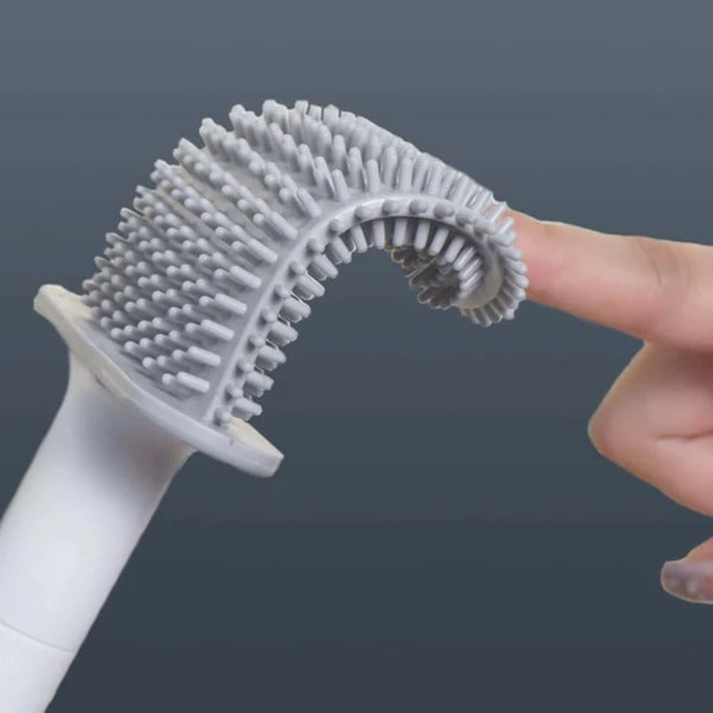 Silicone Toilet Brush Set with Quick Drying Holder Flexible Flat Head Toilet Cleaning Brush Freestanding or Wall Mounted for Bathroom and Toilet
