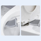 Silicone Toilet Brush Set with Quick Drying Holder Flexible Flat Head Toilet Cleaning Brush Freestanding or Wall Mounted for Bathroom and Toilet