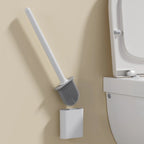 Silicone Toilet Brush Set with Quick Drying Holder Flexible Flat Head Toilet Cleaning Brush Freestanding or Wall Mounted for Bathroom and Toilet