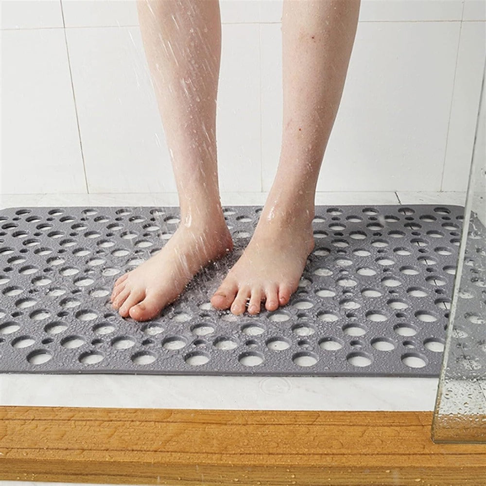 Non-Slip Shower Mat with Drainage Holes Soft Textured Anti-Slip Bath Mat Quick Draining Hygienic Mat for Shower | Bathtub and Wet Room