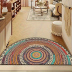 Half Moon Doormat Boho Mandala Entrance Mat Non Slip Absorbent Thin Door Mat for Hallway | Porch and Bathroom