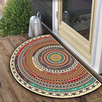 Half Moon Doormat Boho Mandala Entrance Mat Non Slip Absorbent Thin Door Mat for Hallway | Porch and Bathroom