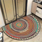 Half Moon Doormat Boho Mandala Entrance Mat Non Slip Absorbent Thin Door Mat for Hallway | Porch and Bathroom