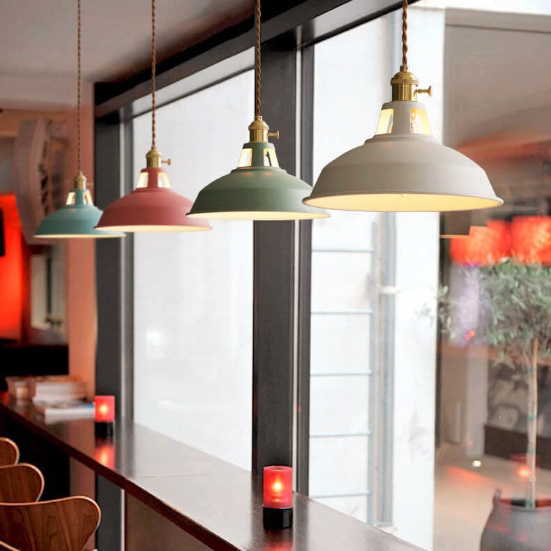 Industrial Barn Shade Pendant Light with Brass Lamp Holder for Kitchen Island