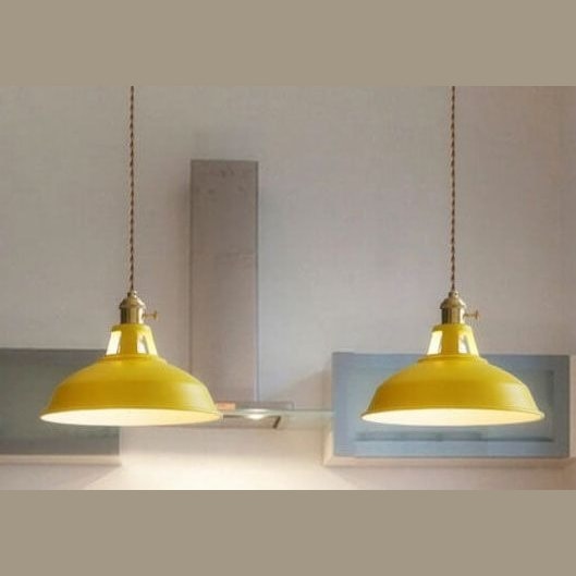 Industrial Barn Shade Pendant Light with Brass Lamp Holder for Kitchen Island