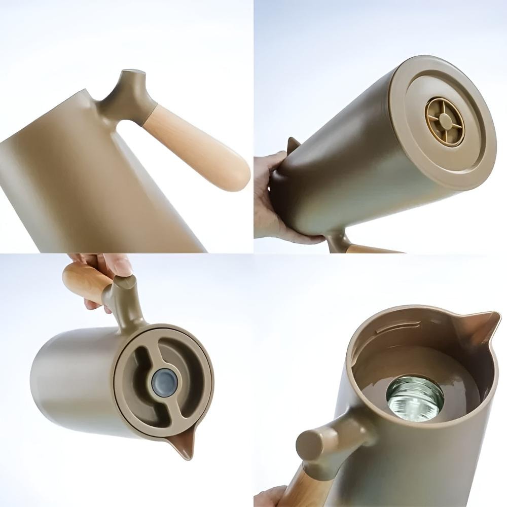 Insulated Thermal Carafe with Wooden Handle | Nordic Coffee and Tea Pot