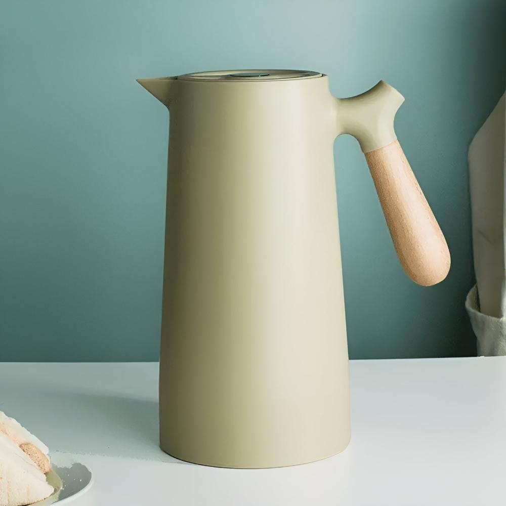 Insulated Thermal Carafe with Wooden Handle | Nordic Coffee and Tea Pot