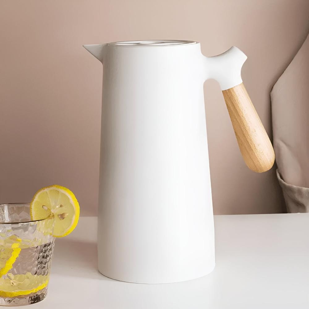 Insulated Thermal Carafe with Wooden Handle | Nordic Coffee and Tea Pot