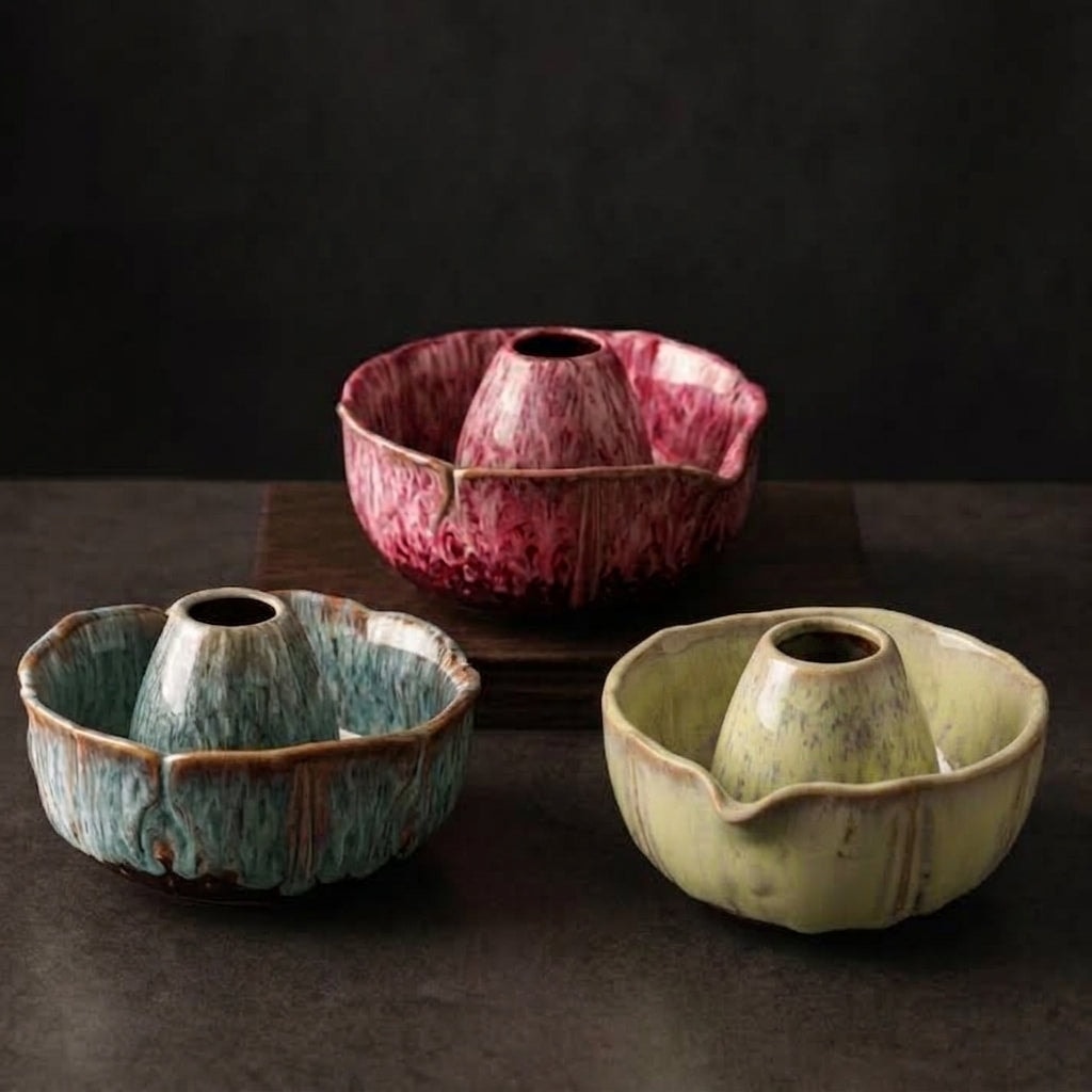 Japanese Matcha Tea Set with Petal Ceramic Bowl and Bamboo Accessories