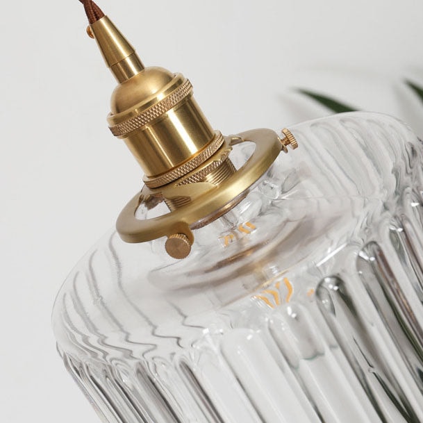 Japanese Style Textured Glass Pendant Light with Brass Lamp Holder
