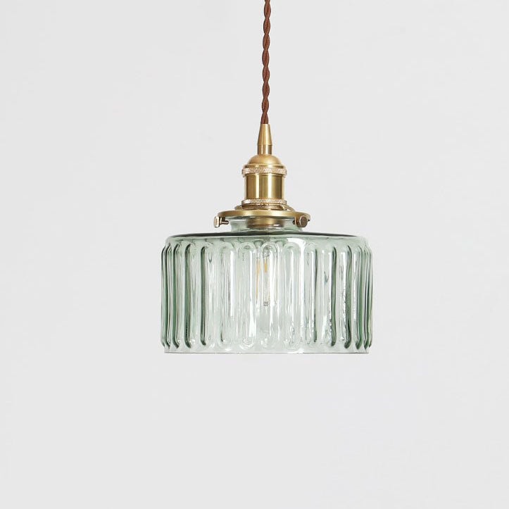 Japanese Style Textured Glass Pendant Light with Brass Lamp Holder