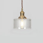 Japanese Style Textured Glass Pendant Light with Brass Lamp Holder