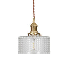 Japanese Style Textured Glass Pendant Light with Brass Lamp Holder