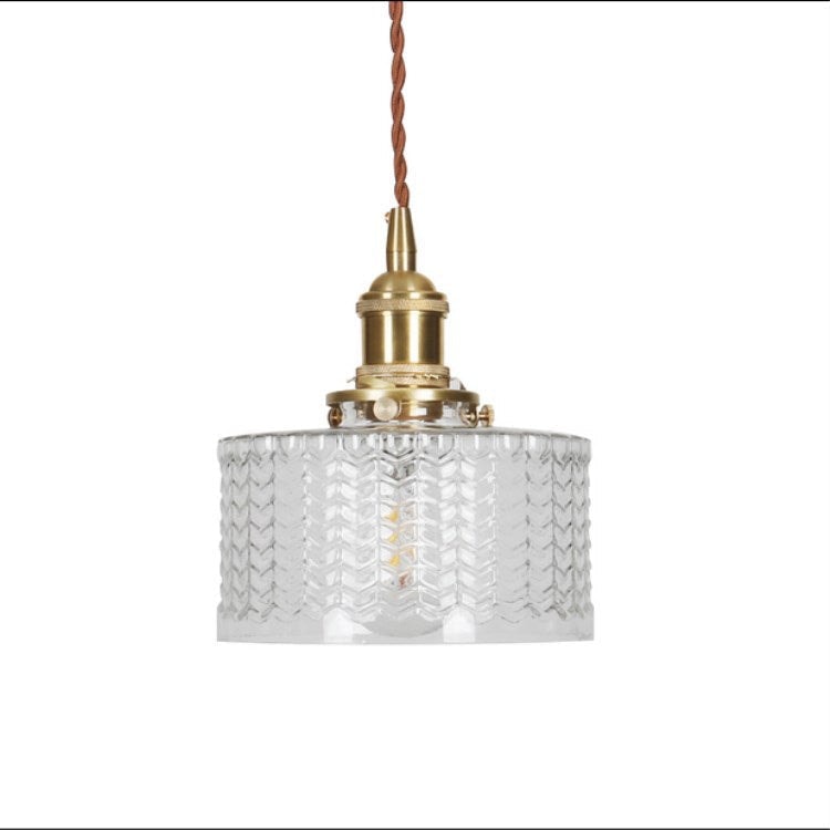 Japanese Style Textured Glass Pendant Light with Brass Lamp Holder