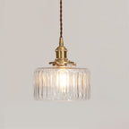 Japanese Style Textured Glass Pendant Light with Brass Lamp Holder