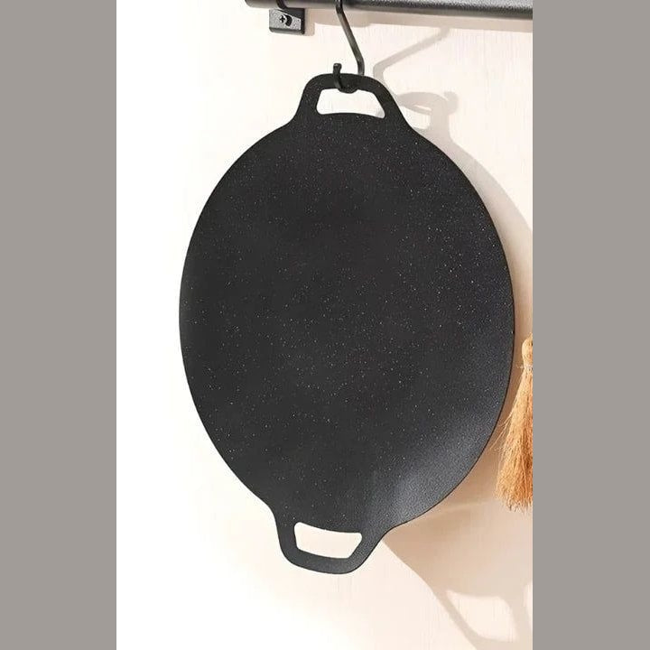 Korean BBQ Grill Pan Round Non Stick Griddle with Stone Effect Coating