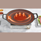 Korean BBQ Grill Pan Round Non Stick Griddle with Stone Effect Coating