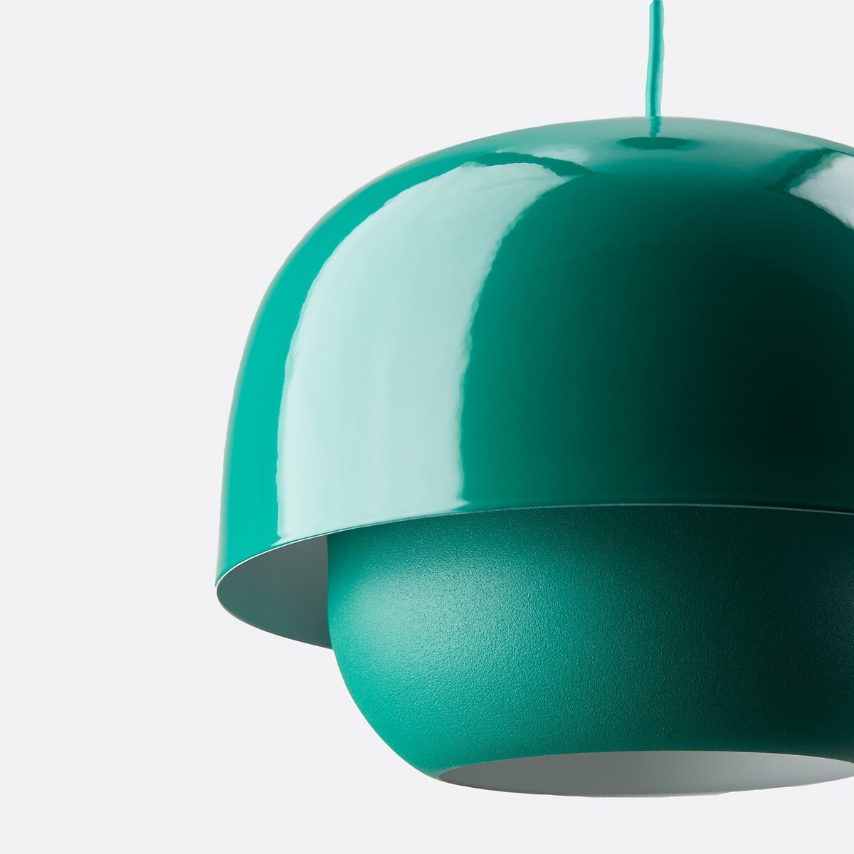 Layered Metal Pendant Light with Glossy Double Shade for Dining Room
