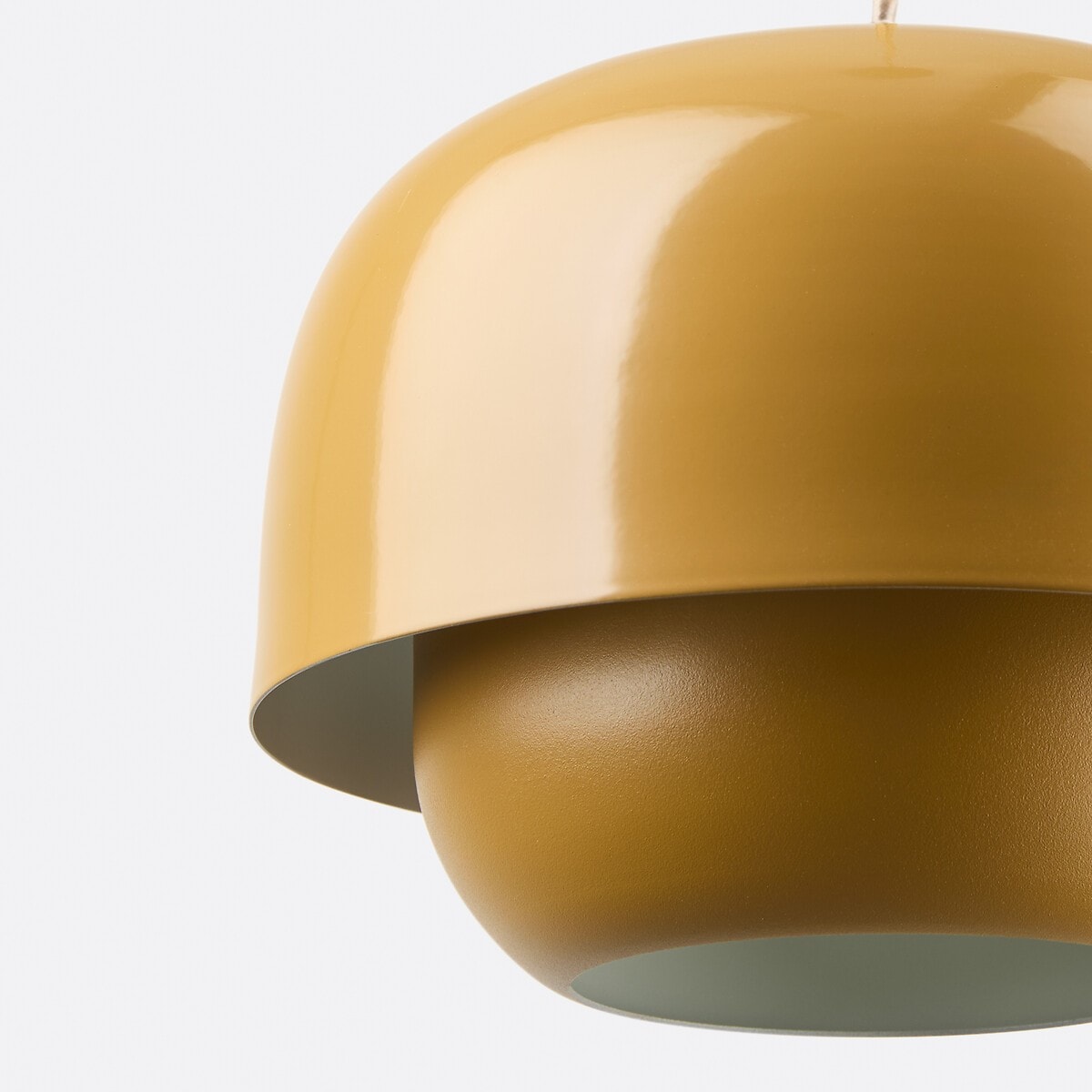 Layered Metal Pendant Light with Glossy Double Shade for Dining Room