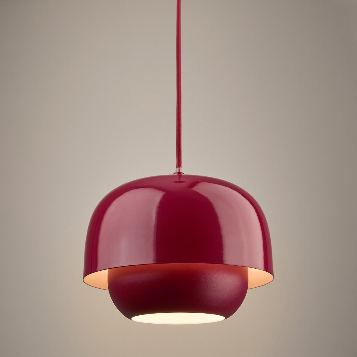 Layered Metal Pendant Light with Glossy Double Shade for Dining Room