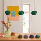 Layered Metal Pendant Light with Glossy Double Shade for Dining Room