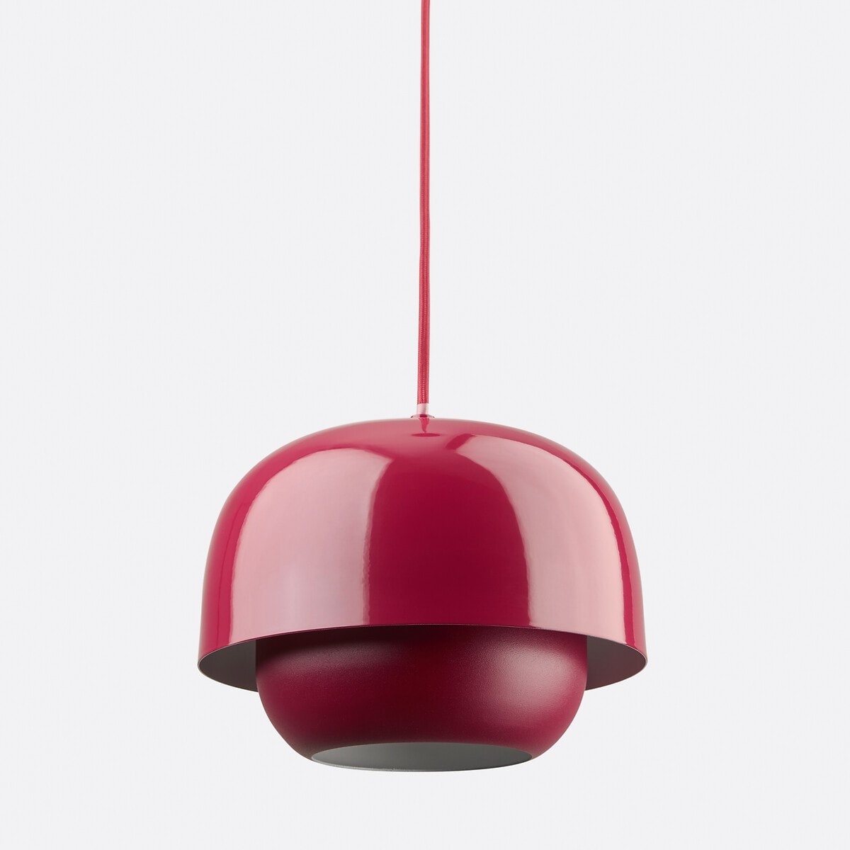 Layered Metal Pendant Light with Glossy Double Shade for Dining Room