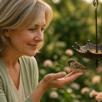 Hanging Umbrella Bird Feeder and Bird Bath Antique Bronze Effect Metal Garden Bird Feeder with Hook and Decorative Bird Ornament for Trees | Patio