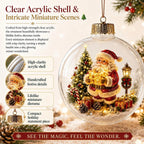 Light Up Christmas Bauble with Miniature Winter Scene Battery Operated Ornament