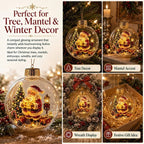 Light Up Christmas Bauble with Miniature Winter Scene Battery Operated Ornament