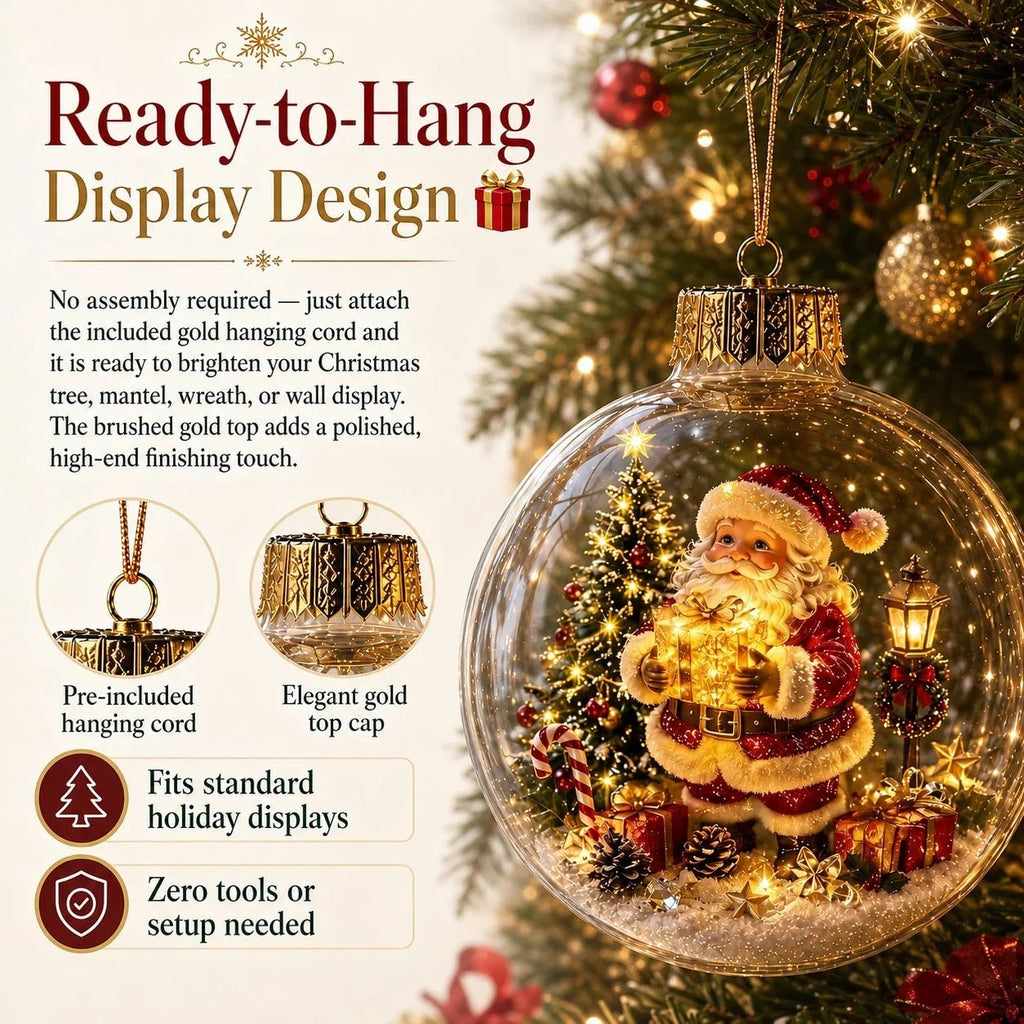 Light Up Christmas Bauble with Miniature Winter Scene Battery Operated Ornament