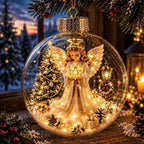 Light Up Christmas Bauble with Miniature Winter Scene Battery Operated Ornament