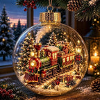 Light Up Christmas Bauble with Miniature Winter Scene Battery Operated Ornament