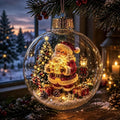 Light Up Christmas Bauble with Miniature Winter Scene Battery Operated Ornament