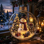 Light Up Christmas Bauble with Miniature Winter Scene Battery Operated Ornament