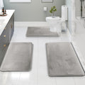 Memory Foam Bath Mat Set Three Piece Velvet Bathroom Rug Set with Contour Toilet Mat Absorbent Non Slip Machine Washable