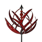 Lotus Wind Spinner Metal Kinetic Garden Sculpture on Stake Weather Resistant
