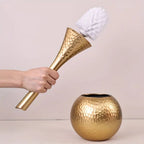 Luxury Freestanding Toilet Brush and Holder Set with Hammered Finish