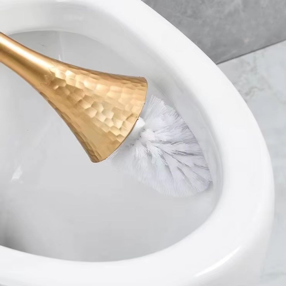 Luxury Freestanding Toilet Brush and Holder Set with Hammered Finish