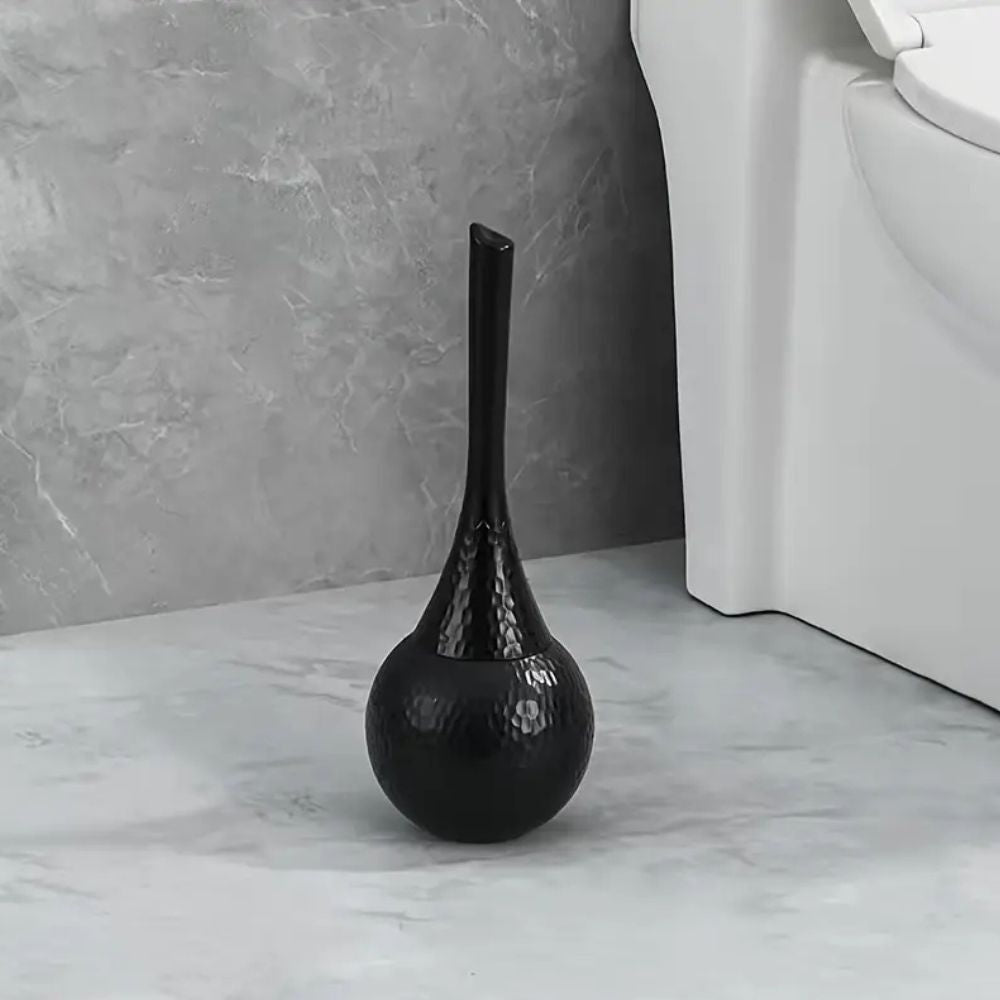 Luxury Freestanding Toilet Brush and Holder Set with Hammered Finish