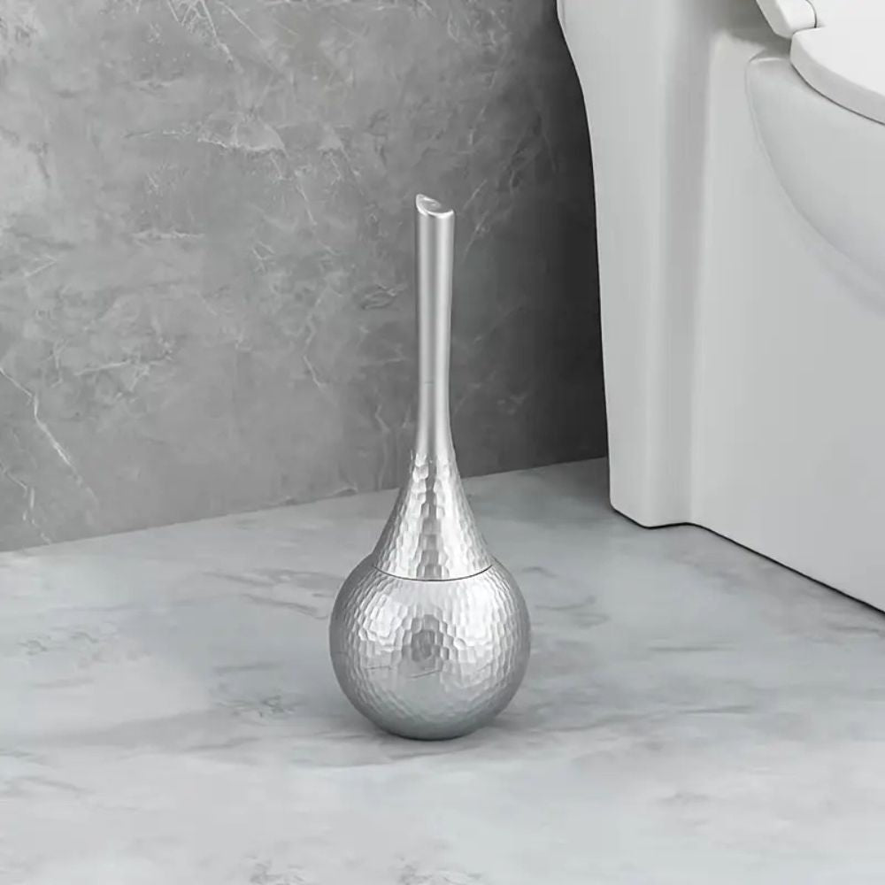 Luxury Freestanding Toilet Brush and Holder Set with Hammered Finish