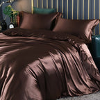Luxury Silky Satin Bedding Set with Duvet Cover Fitted Sheet and Pillowcases
