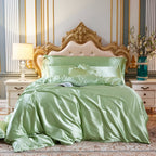 Luxury Silky Satin Bedding Set with Duvet Cover Fitted Sheet and Pillowcases